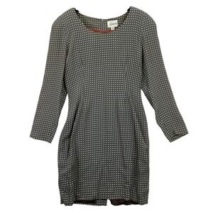Vintage Barami Dress Women's Size 4 Gray Polka Dot Long Sleeve Made‎ in USA